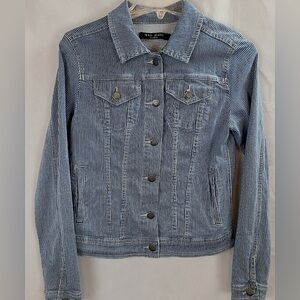 Classic Striped  Blue/ White Denim Jacket by Max Jeans